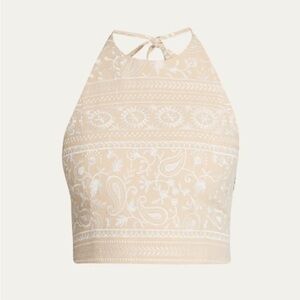 Alice + Olivia Jaymee Crop Top Embroidered Halter